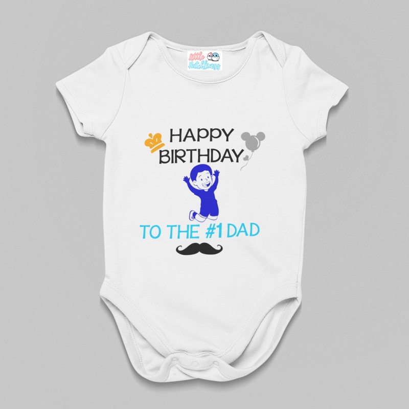 Happy Birthday to No.1 Dad (Boy) – White Onesie