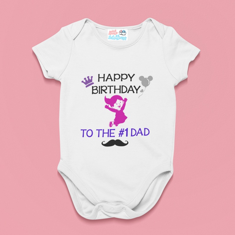 Happy Birthday to No.1 Dad (Girl) – White Onesie