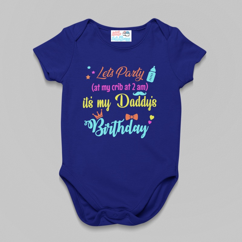 Let’s Party At My Crib – Daddy’s Birthday – Navy Blue Onesie