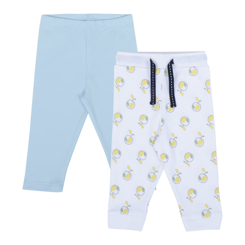 My Milestones Joggers – White Apples/ Baby Blue – 2 PC Pack