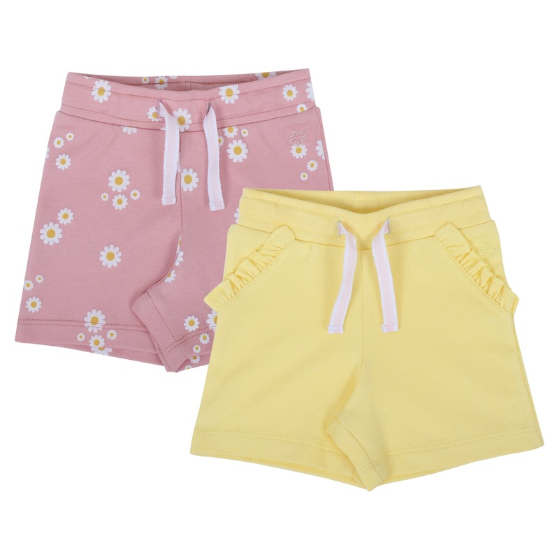 My Milestones Shorts – Peach Daisy / Yellow- 2 Pc Pack