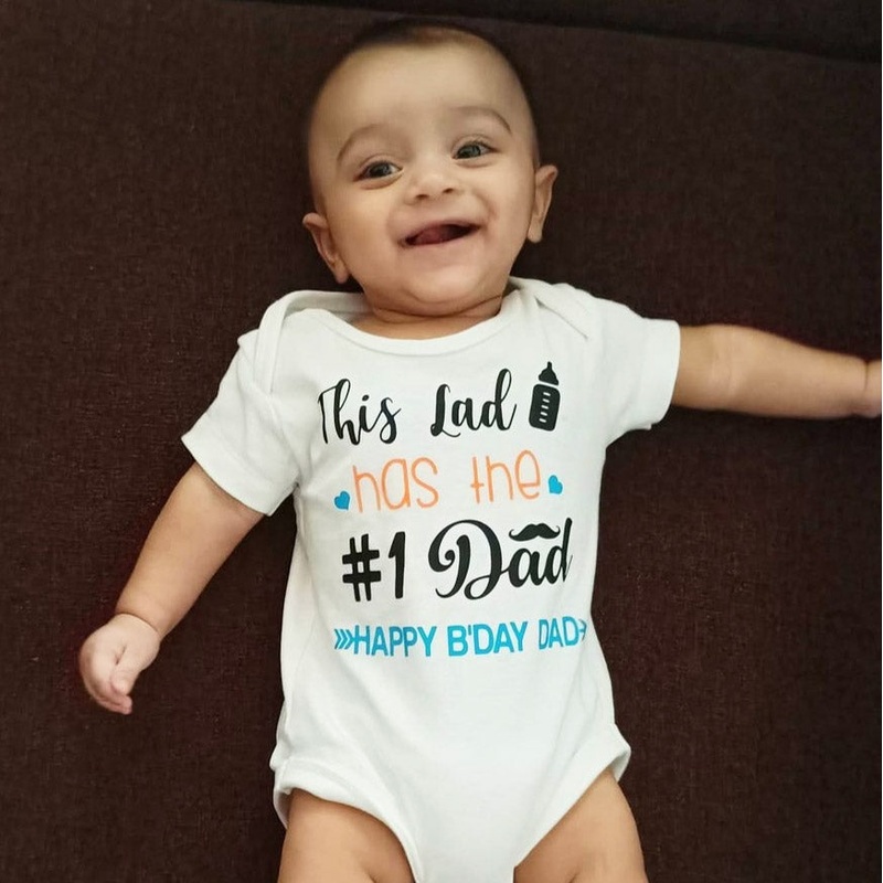 This Lad has No.1 Dad – Happy Birthday – White Onesie