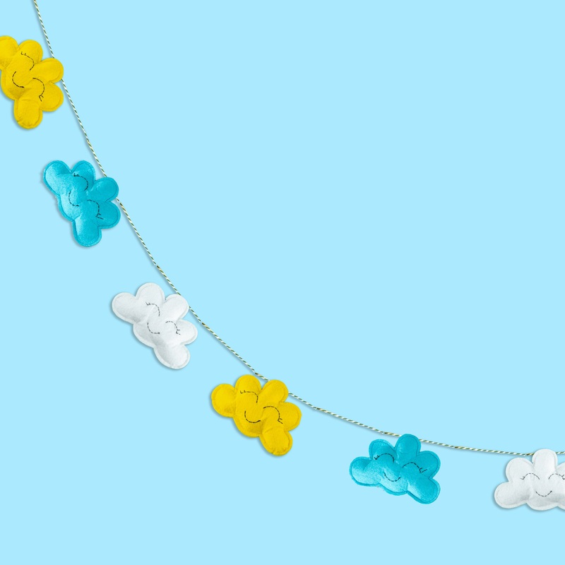 Tiny Snooze Clouds Garland  Blue