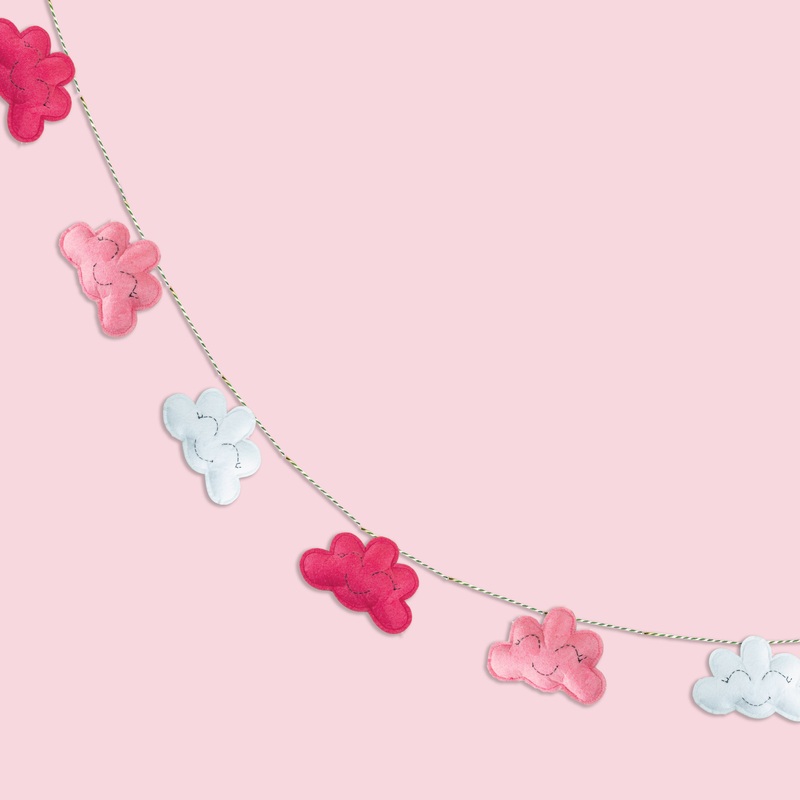 Tiny Snooze Clouds Garland  Pink