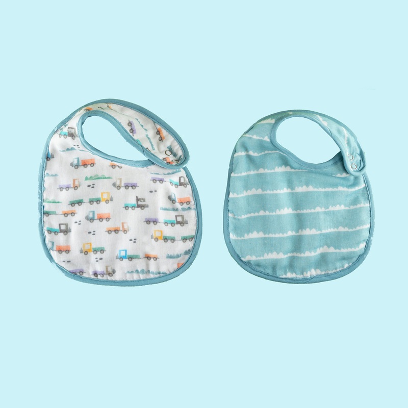 Tiny Snooze Organic Classic Bibs (Set of 2)- Traffic Jam
