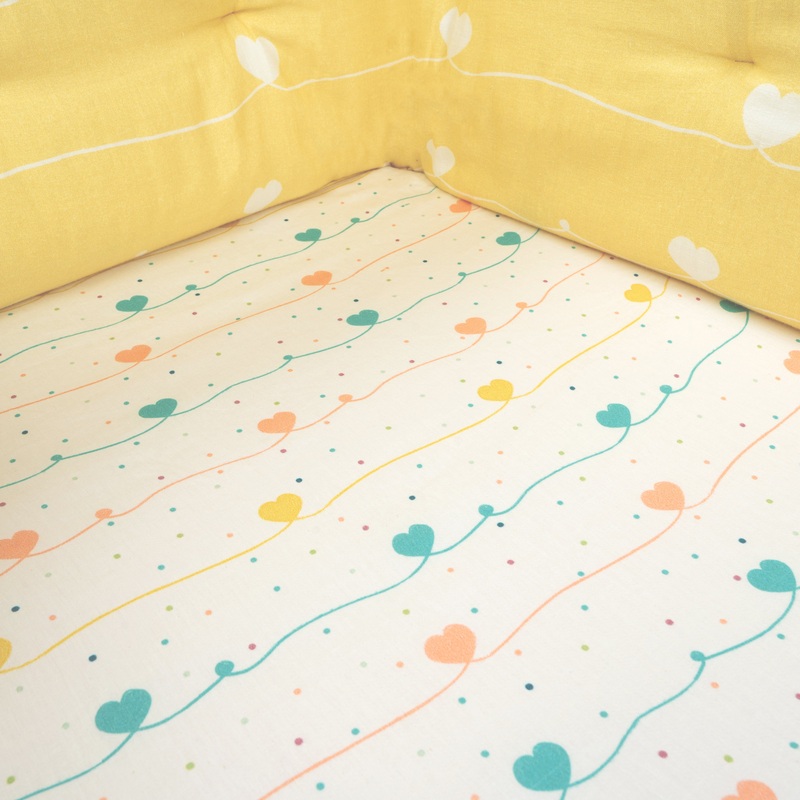 Tiny Snooze Organic Fitted Cot Sheet- Hearts