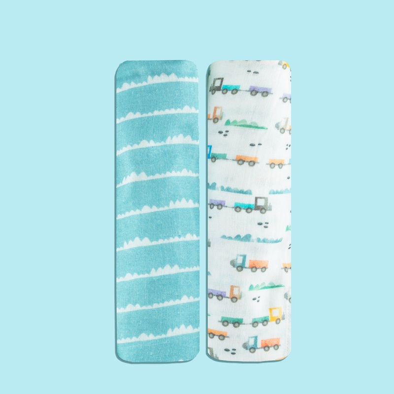 Tiny Snooze Organic Muslin Swaddles (Set of 2)- Traffic Jam