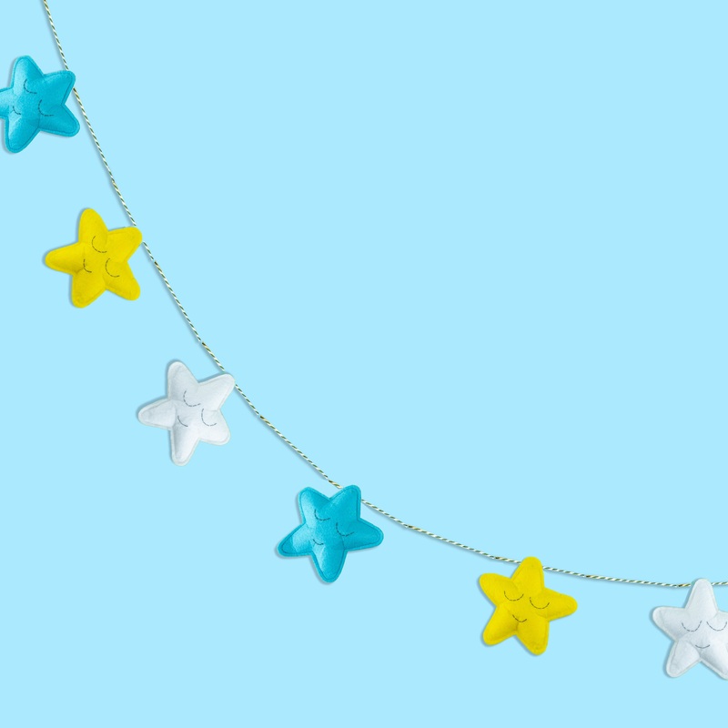 Tiny Snooze Star Garland  Blue