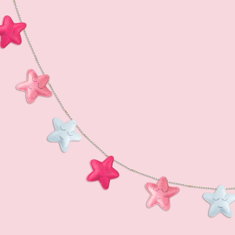 Tiny Snooze Star Garland  Pink