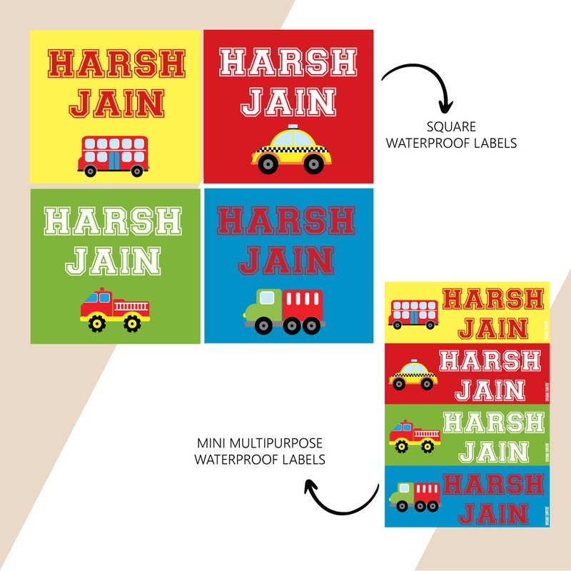 Waterproof Name Stickers – Cars