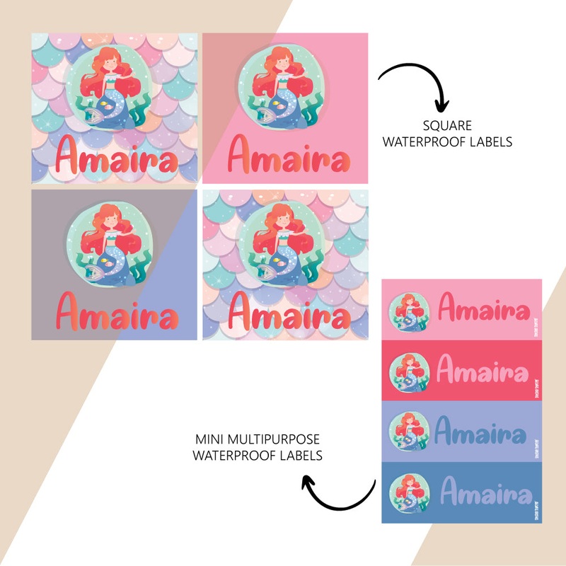 Waterproof Name Stickers – Fantasy Mermaid