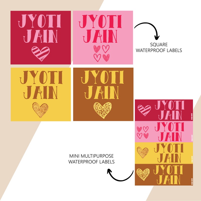 Waterproof Name Stickers – Hearts