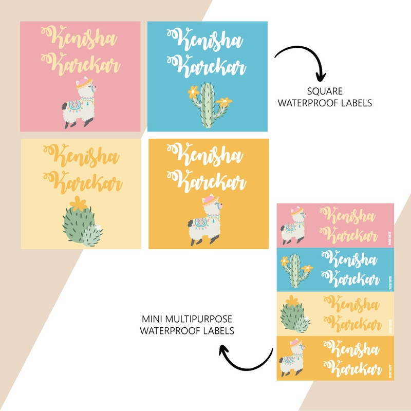 Waterproof Name Stickers – Llama
