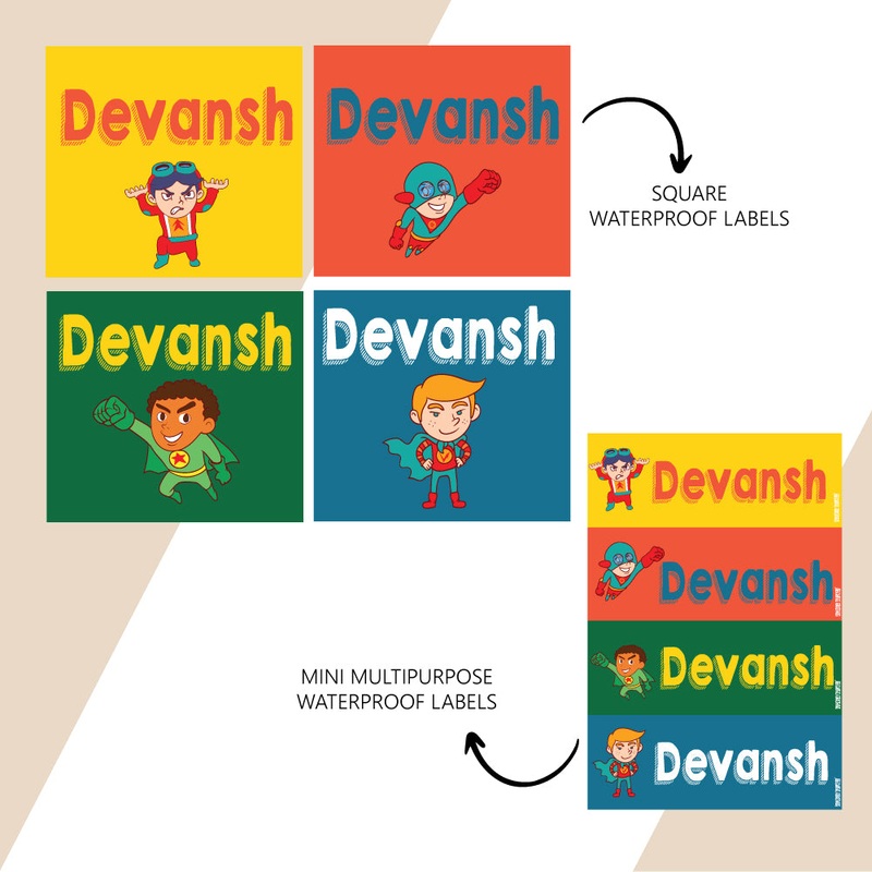 Waterproof Name Stickers – Superhero
