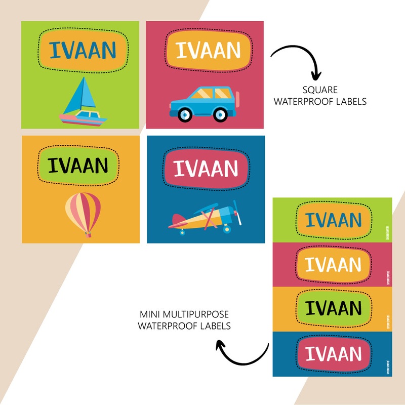 Waterproof Name Stickers – Transportations
