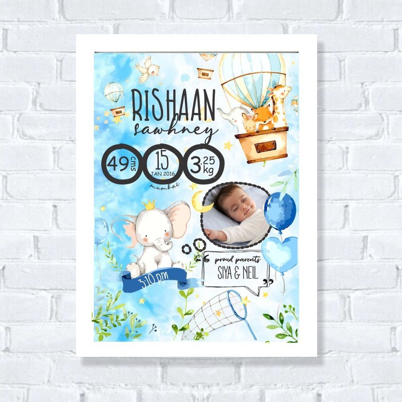 Birth Statistics Frame – Hot Air Balloon