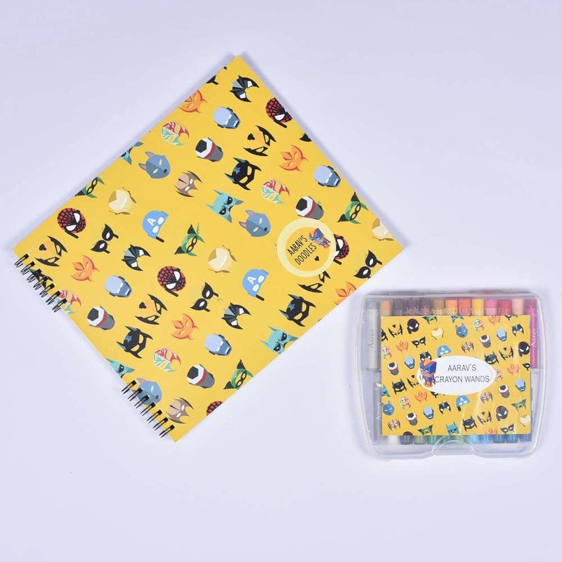 Doodle Book With Personalized Crayons – Mask Super Heroes