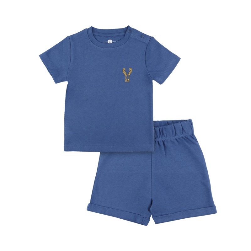 Dulaar Organic Tee & Shorts Co-ord Set – Oceanic Blue