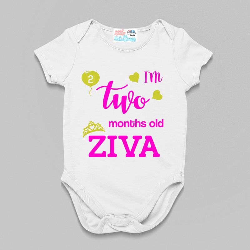 Monthly Birthday – Crown & Balloon – White Onesie