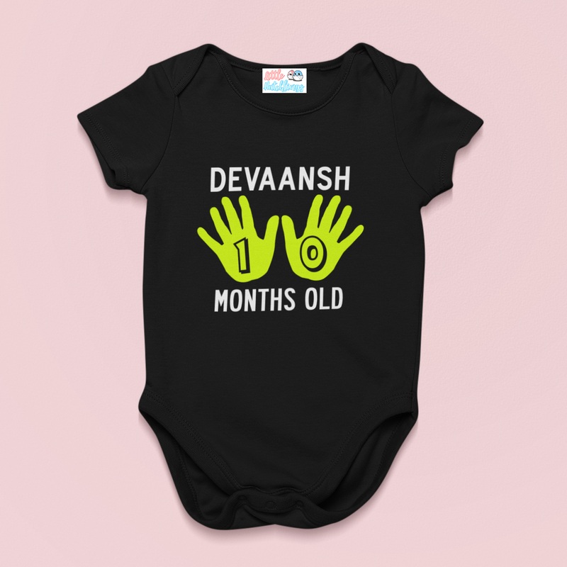 Monthly Birthday – Hands – Black Onesie