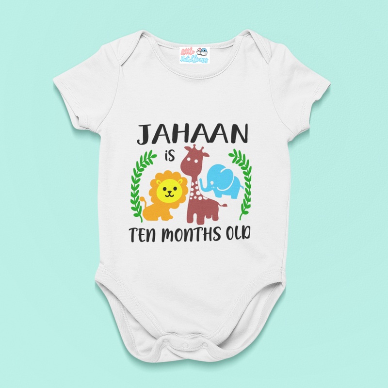 Monthly Birthday – Jungle Theme – White Onesie