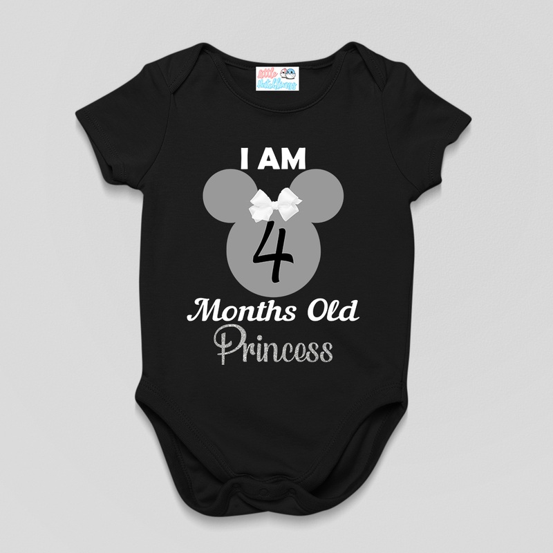 Monthly Birthday – Mickey Face – Princess With Bow Onesie