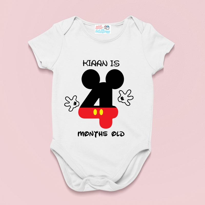Monthly Birthday – Mickey Mouse Number – White Onesie