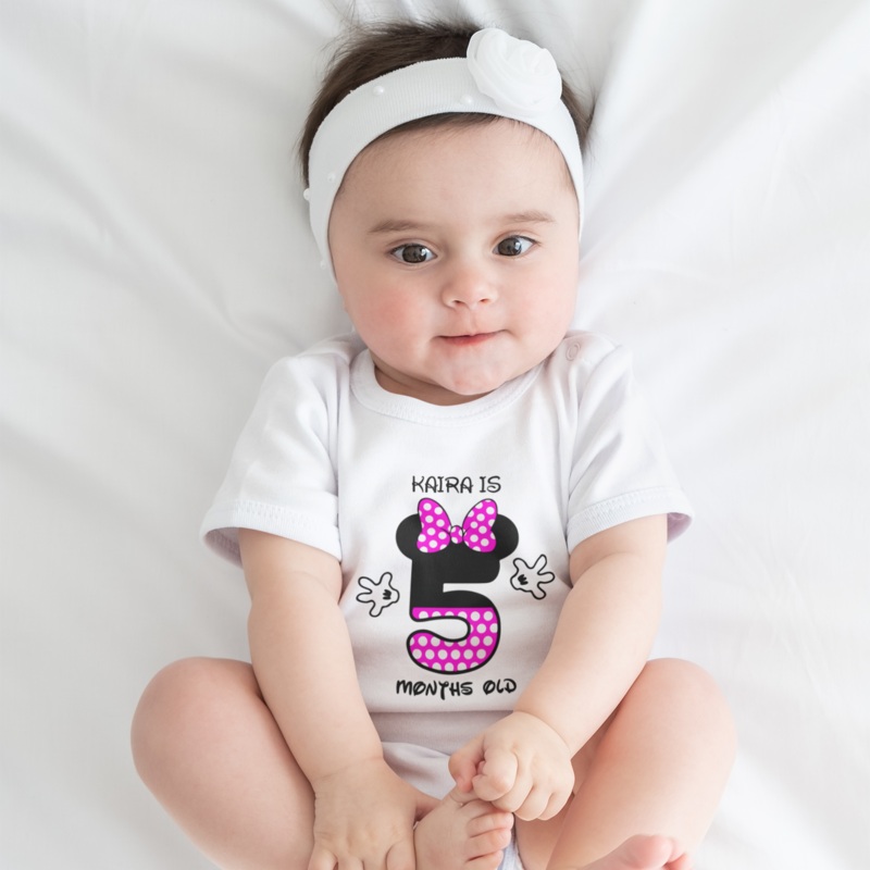 Monthly Birthday – Minnie Mouse Number – White Onesie