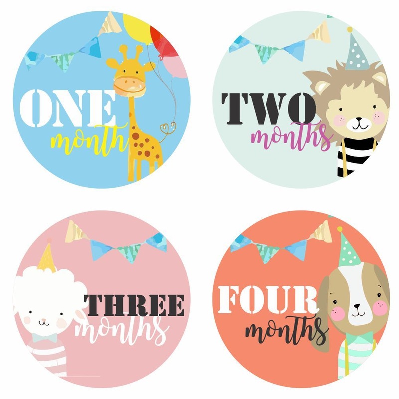 Monthly Milestone Stickers – Animal Theme