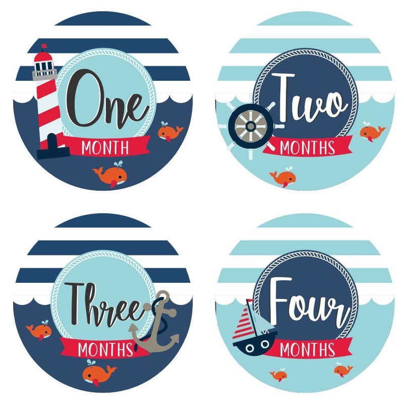 Monthly Milestone Stickers – Nautical Theme