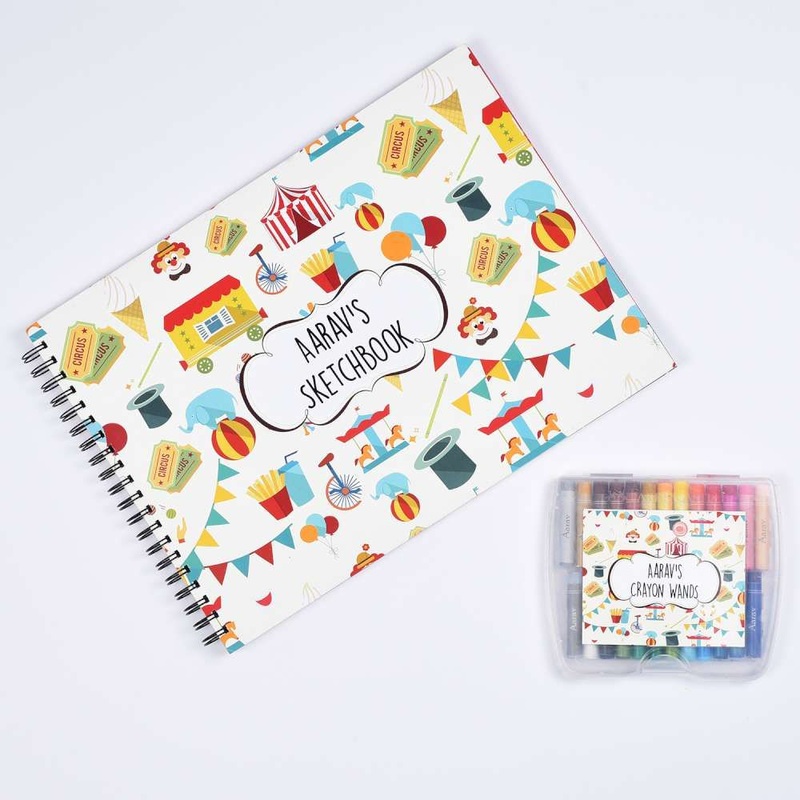 Sketch Books With Personalized Crayons – Circus