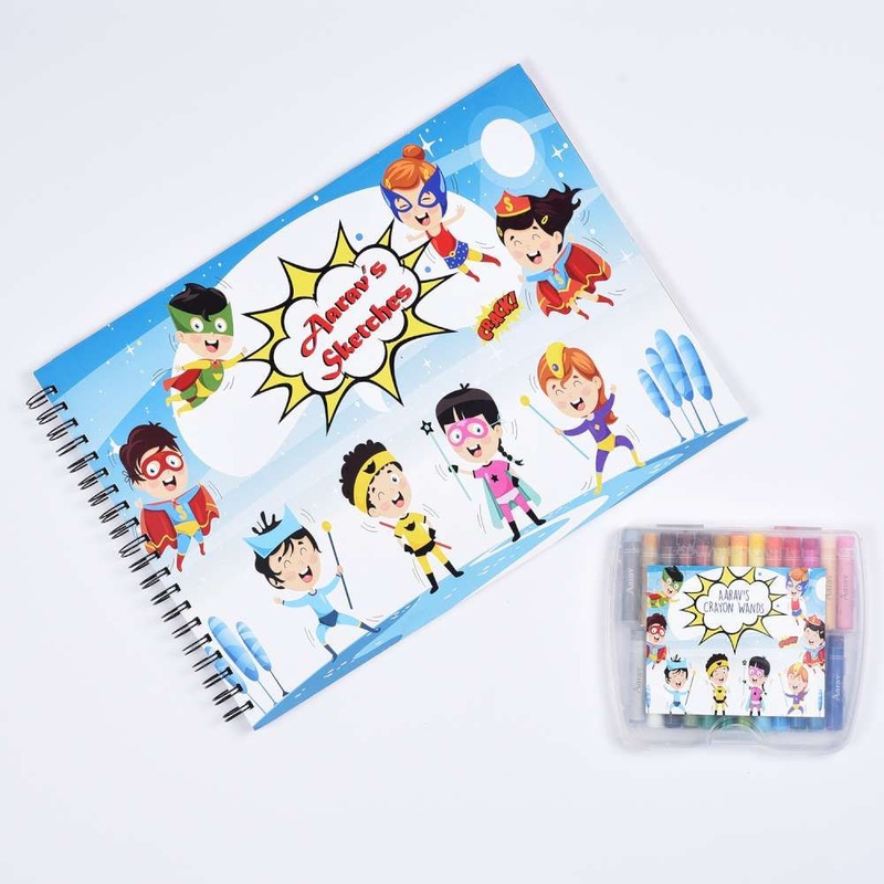 Sketch Books With Personalized Crayons – Comic Super Heroes
