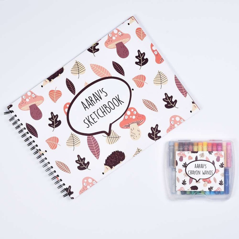 Sketch Books With Personalized Crayons – Hedgehog