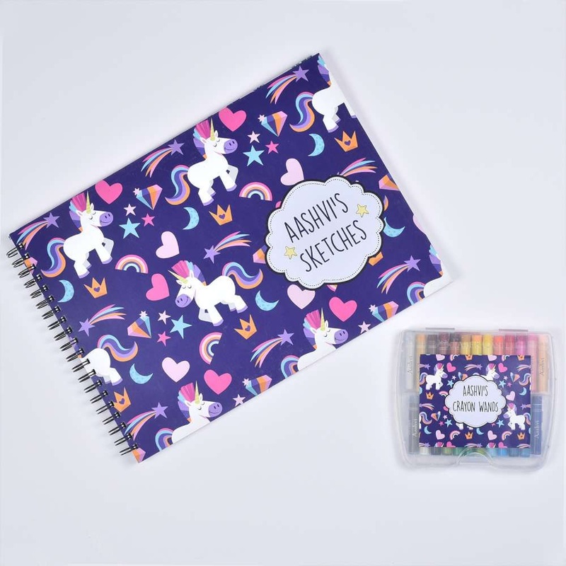 Sketch Books With Personalized Crayons – Magical Unicorn