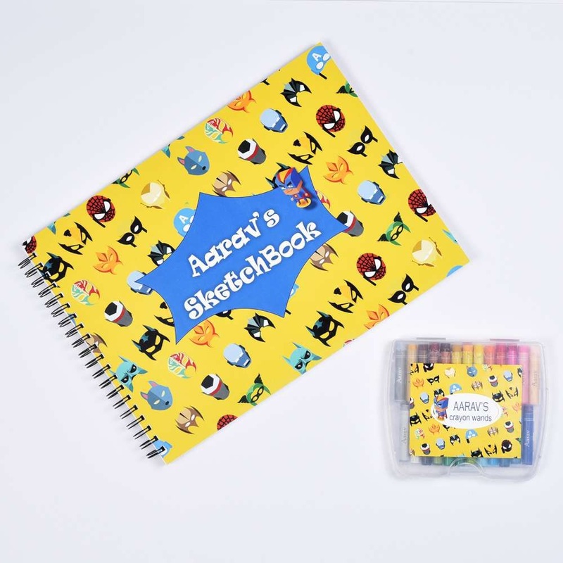 Sketch Books With Personalized Crayons – Mask Super Heroes
