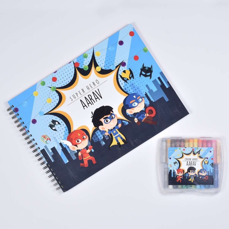 Sketch Books With Personalized Crayons – Super Heros