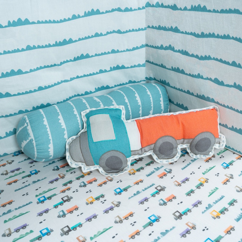 Tiny Snooze Organic Throw Cushion- Truck