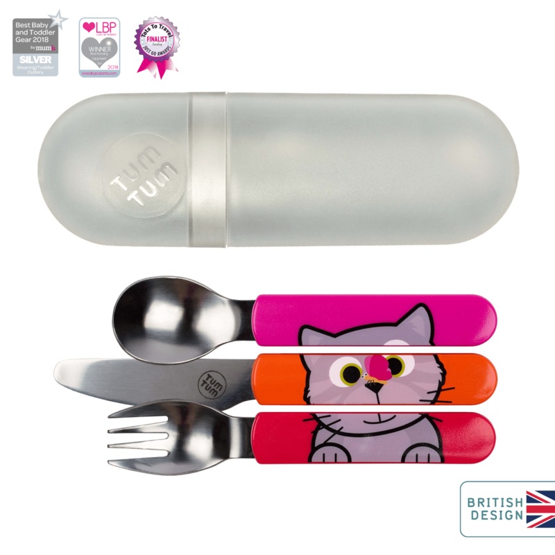 TUM TUM Easy Scoop Children’s Cutlery Set With Travel Case – Bluebell