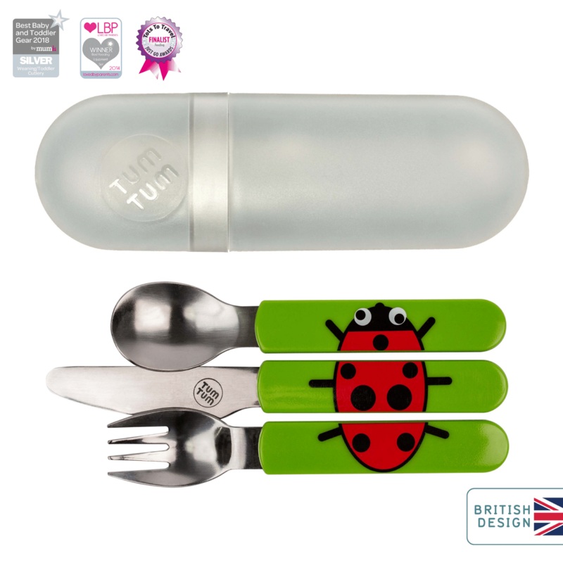 TUM TUM Easy Scoop Children’s Cutlery Set With Travel Case, Ladybird