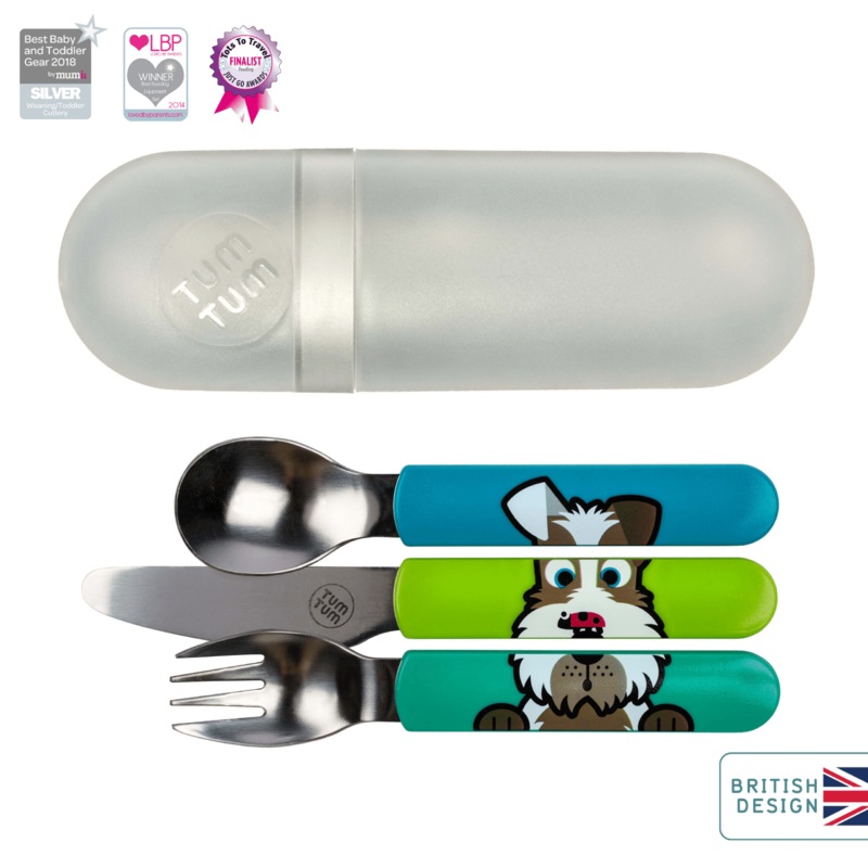 TUM TUM Easy Scoop Children’s Cutlery Set With Travel Case, Scruff