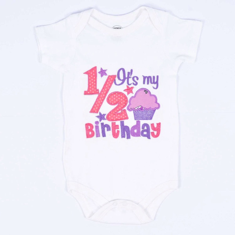Half Bday Cupcake Romper – Purple