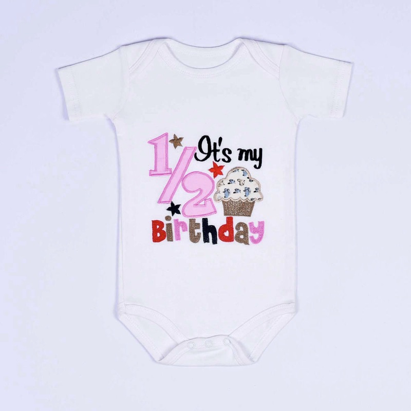 Half Birthday Cupcake Romper – Pink