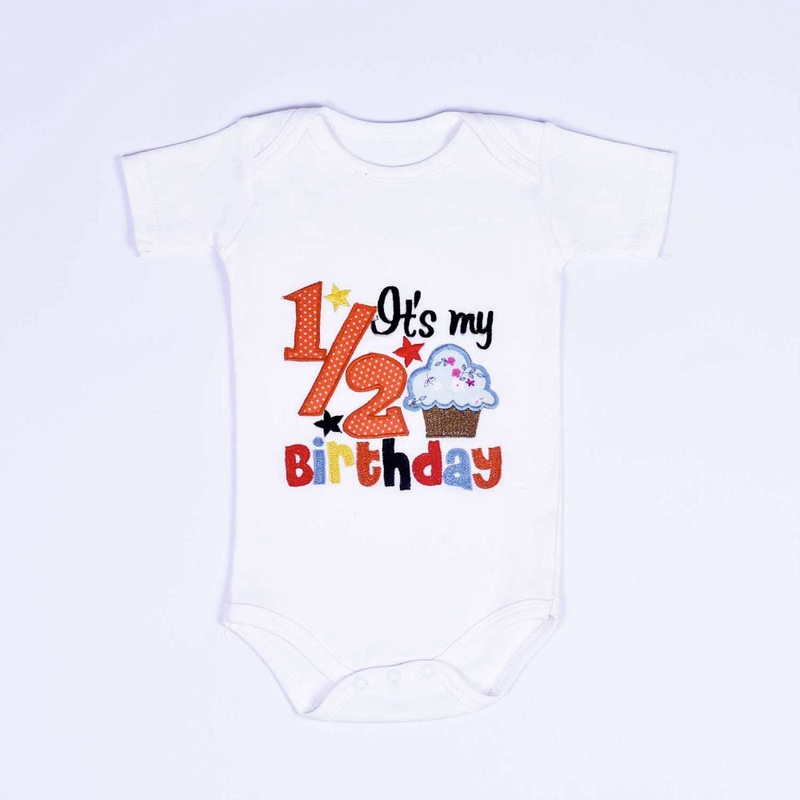 Half Birthday Cupcake Romper – Red
