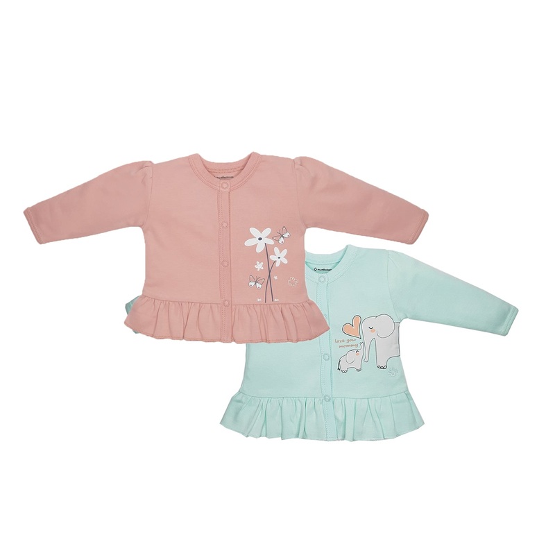 My Milestones T-shirt Full Sleeves Girls Peach/ Aqua-2 PC Pack