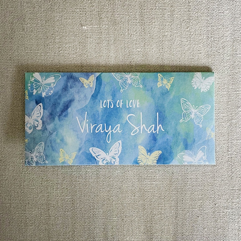 Personalised Cash Envelopes – Butterfly Blue, Set Of 24