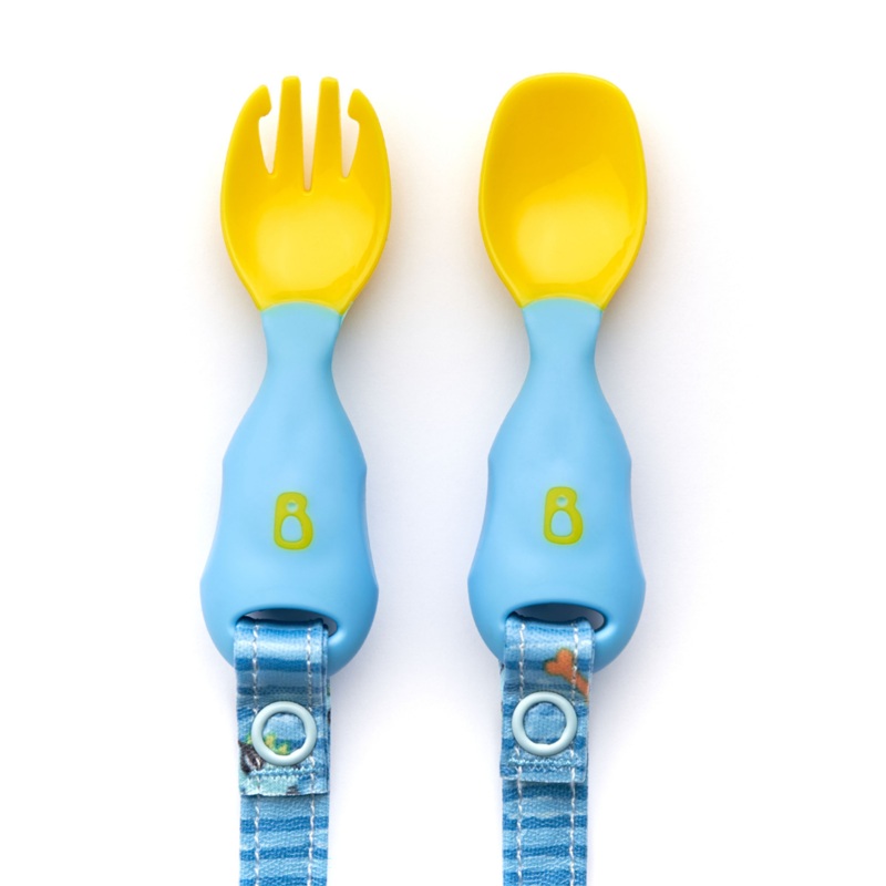 Bibado Handi Cutlery – Attachable Weaning Cutlery Set Speedy Dinos Turquoise