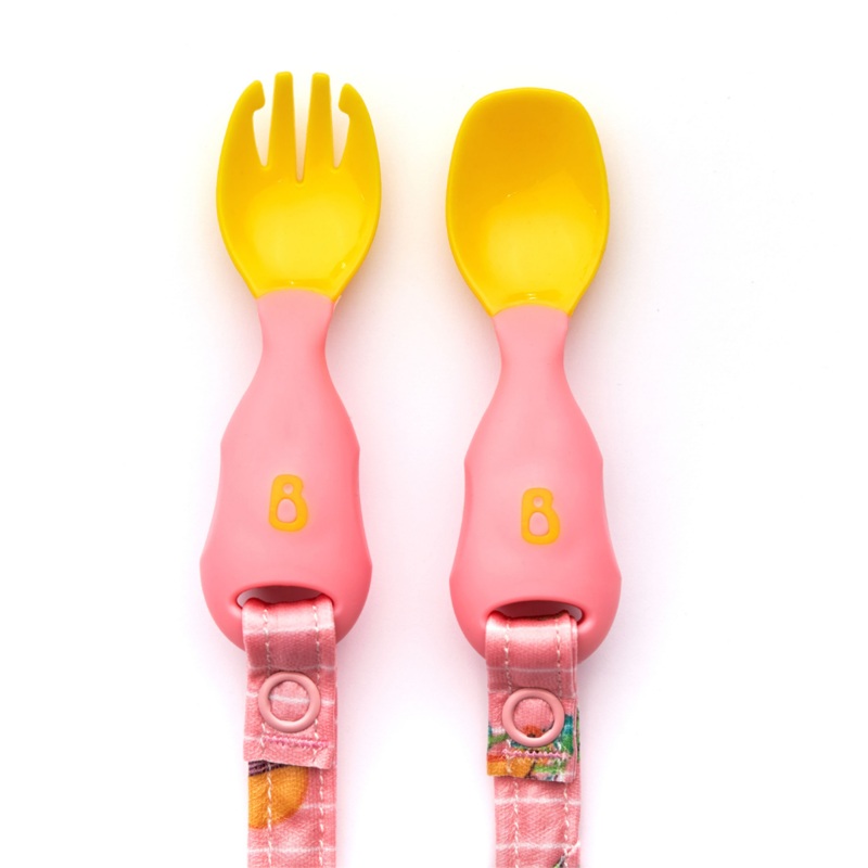 Bibado Handi Cutlery – Attachable Weaning Cutlery Set Teddy Bear Pink
