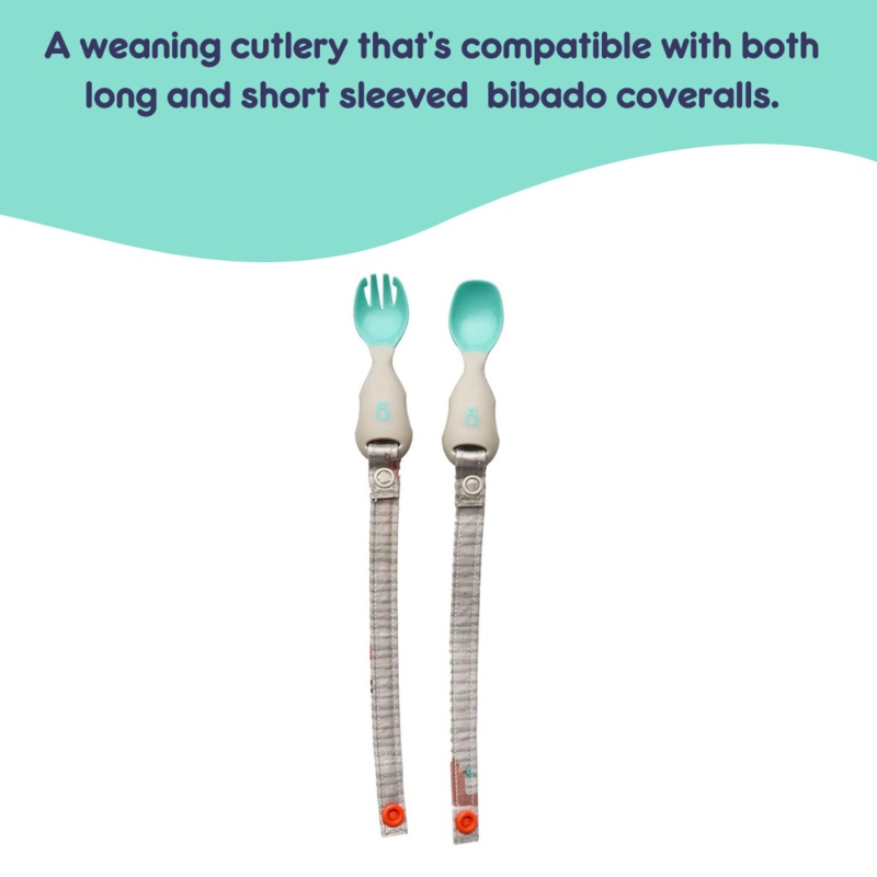 Bibado Handi Cutlery – Attachable Weaning Cutlery Set Woodland Friends Grey