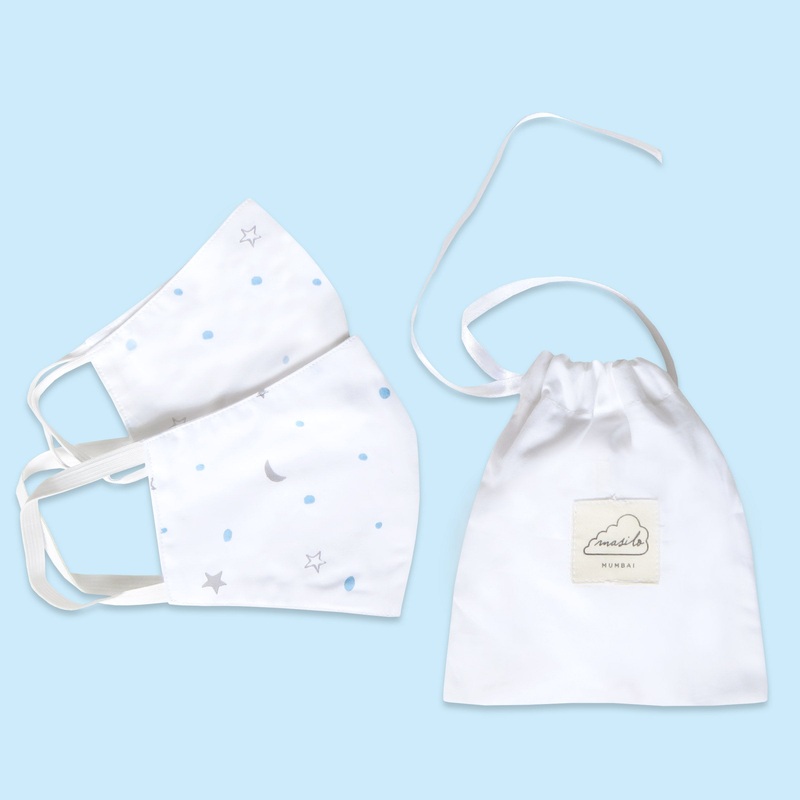 Masilo Twinning Face Mask Set  Star Blue (Adult/Kid)