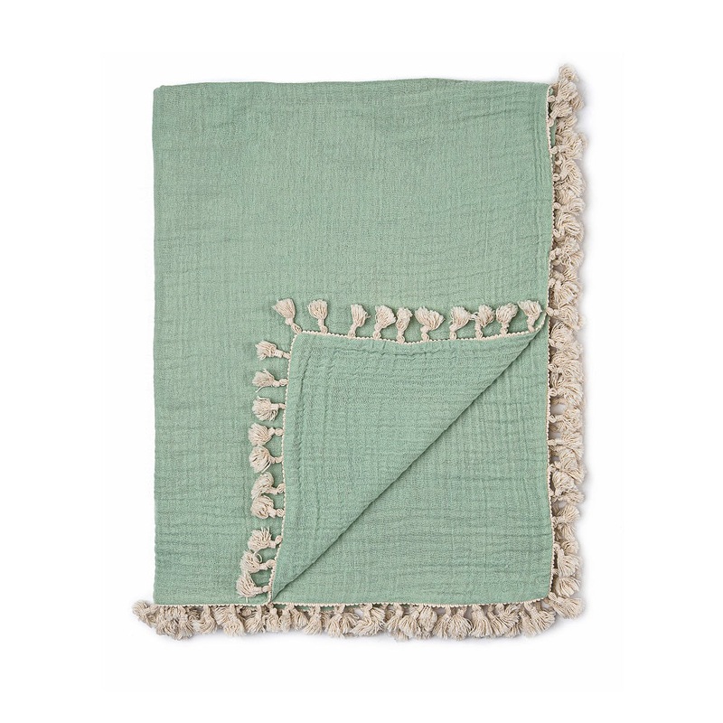 Crane Baby 6 Layer Muslin Blanket – Evergreen